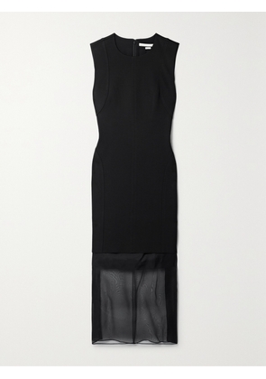 JASON WU COLLECTION - Silk-trimmed Crepe Midi Dress - Black - US0,US2,US4,US6,US8,US10,US12,US14