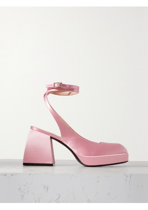 NODALETO - Bulla Suki Embellished Satin Platform Pumps - Pink - IT35,IT36,IT36.5,IT37,IT37.5,IT38,IT38.5,IT39,IT39.5,IT40,IT40.5,IT41