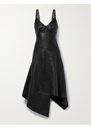 JASON WU COLLECTION - Asymmetric Paneled Leather Midi Dress - Black - US4,US6,US8