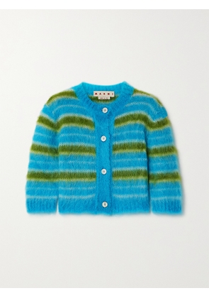 Marni - Cropped Striped Mohair-blend Cardigan - Blue - IT36,IT38,IT40,IT42,IT44,IT46,IT48
