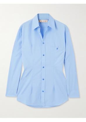 Marni - Embroidered Cotton-poplin Shirt - Blue - IT36,IT38,IT40,IT42,IT44,IT46,IT48