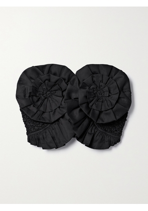 MARA HOFFMAN - + Net Sustain Muriel Strapless Cropped Ruffled Poplin-trimmed Popcorn Organic Cotton Top - Black - XXS,XS,S,M,L,XL,2XL