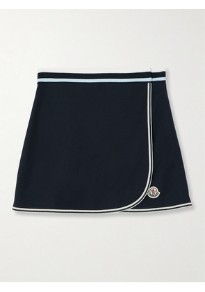 Moncler - Appliquéd Striped Cotton-piqué Mini Wrap Skirt - Black - xx small,x small,small,medium,large,x large