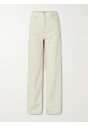 TOTEME - Pleated High-rise Wide-leg Organic Jeans - Ecru - 23,24,25,26,27,28,29,30,31,32
