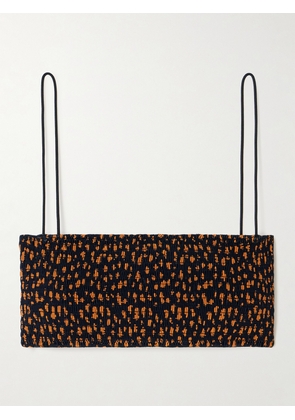 TOTEME - Shirred Printed Recycled Bikini Top - Brown - xx small,x small,small,medium,large,x large