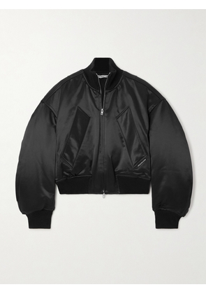 ALEXANDER WANG - Cropped Padded Cotton-blend Satin Bomber Jacket - Black - xx small,x small,small,medium,large