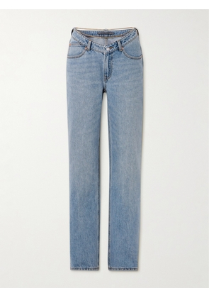 ALEXANDER WANG - Nameplate Embellished Mid-rise Straight-leg Jeans - Blue - 24,25,26,27,28,29,30,31