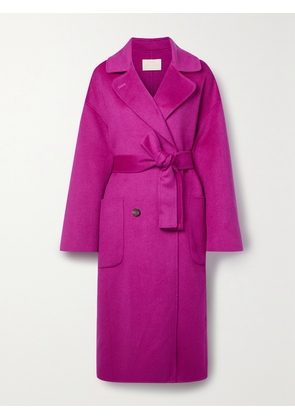 Ulla Johnson - Brigitte Double-breasted Belted Wool-blend Felt Coat - Pink - x small,small,medium,large,x large