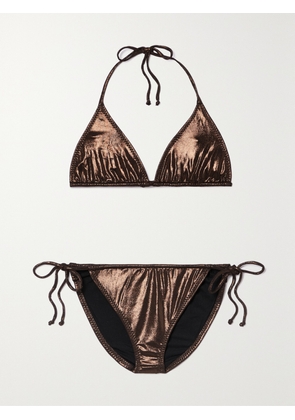 Norma Kamali - Metallic Halterneck Bikini - Brown - x small,small,medium,large,x large