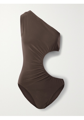 Norma Kamali - Mio One-shoulder Cutout Swimsuit - Brown - xx small,x small,small,medium,large,x large