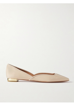Aquazzura - Maia Grosgrain-trimmed Glossed-leather Ballet Flats - Cream - IT34,IT35,IT35.5,IT36,IT36.5,IT37,IT37.5,IT38,IT38.5,IT39,IT39.5,IT40,IT40.5,IT41,IT41.5,IT42