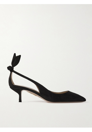 Aquazzura - Bow Tie 50 Suede Pumps - Black - IT34,IT35,IT35.5,IT36,IT36.5,IT37,IT37.5,IT38,IT38.5,IT39,IT39.5,IT40,IT40.5,IT41,IT41.5,IT42