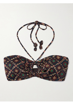 Ulla Johnson - Flynn Cutout Printed Halterneck Bikini Top - Metallic - x small,small,medium,large,x large