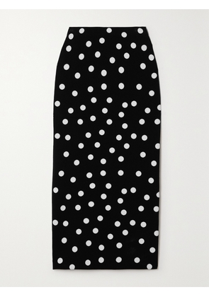 Carolina Herrera - Polka-dot Stretch-knit Midi Skirt - Black - x small,small,medium,large,x large