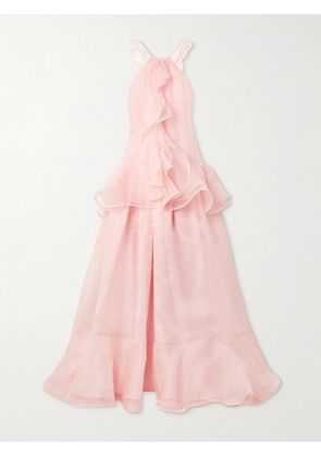 Carolina Herrera - Ruffled Silk-organza Halterneck Gown - Pink - US0,US2,US4,US6