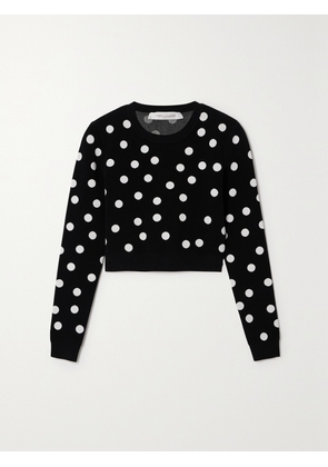 Carolina Herrera - Cropped Polka-dot Stretch-knit Top - Black - x small,small,medium,large,x large