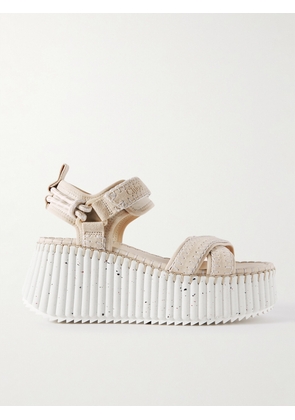 Chloé - + Net Sustain Nama Suede And Leather Platform Sandals - White - IT35,IT36,IT37,IT38,IT39,IT40,IT41,IT42