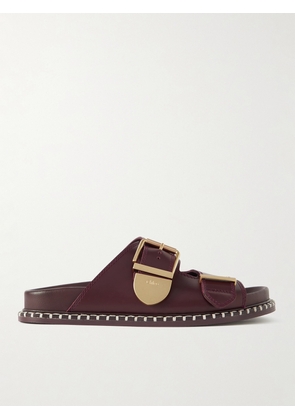 Chloé - + Net Sustain Rebecca Whipstiched Leather Slides - Burgundy - IT35,IT36,IT37,IT38,IT39,IT40,IT41