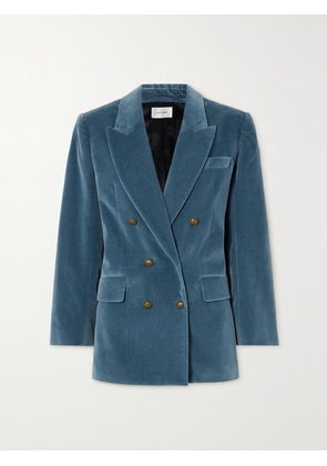 FRAME - Double-breasted Cotton-blend Velvet Blazer - Blue - US0,US2,US4,US6,US8,US10,US12,US14