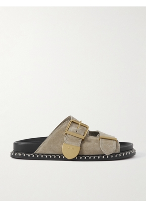 Chloé - + Net Sustain Rebecca Whipstiched Suede Slides - Gray - IT35,IT36,IT37,IT38,IT39,IT40,IT41