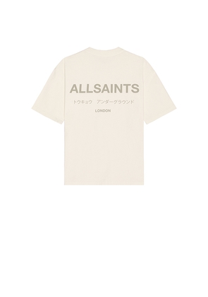 ALLSAINTS Underground Crew Neck Tee in Beige. Size L. Also in M, XL/1X.