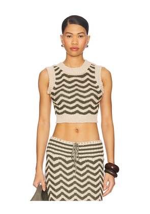 Agua Bendita Emory Ete Top in Olive,Beige. Size L. Also in S, M.