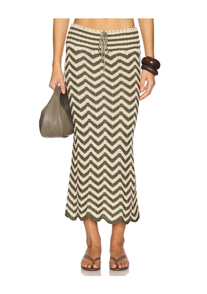 Agua Bendita Mira Ete Skirt in Olive,Beige. Size L. Also in S, M.