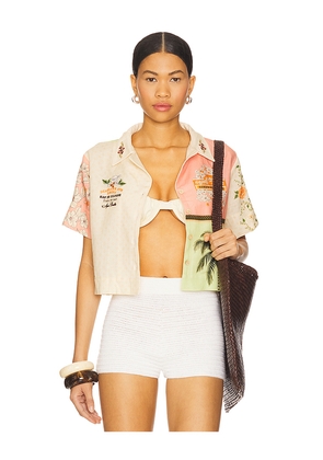 Agua Bendita Itsy Ete Top in Tan,Coral. Size L. Also in S, M.