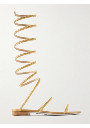 René Caovilla - Supercleo Crystal-embellished Satin Sandals - Gold - IT35,IT36,IT36.5,IT37,IT37.5,IT38,IT38.5,IT39,IT39.5,IT40,IT40.5,IT41,IT42