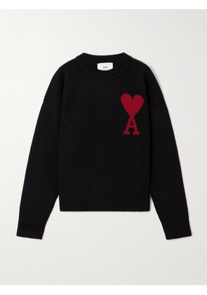 AMI PARIS - + Net Sustain Adc Intarsia Wool Sweater - Black - xx small,x small,small,medium,large,x large,xx large