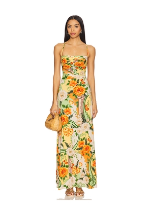 Agua Bendita Arista Ete Dress in Orange,Green. Size L. Also in M, S.