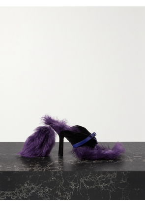 Burberry - Faux Fur-trimmed Leather And Velvet Mules - Purple - IT37,IT37.5,IT38,IT38.5,IT39,IT40