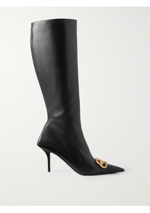 Balenciaga - Embellished Leather Knee Boots - Black - IT35,IT35.5,IT36,IT36.5,IT37,IT37.5,IT38,IT38.5,IT39,IT39.5,IT40,IT40.5,IT41,IT41.5,IT42
