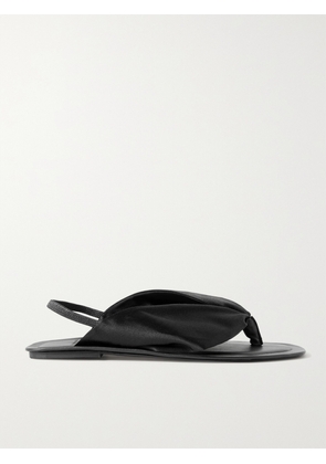 Loulou de Saison - + Net Sustain Zila Satin And Leather Slingback Sandals - Black - IT35,IT36,IT37,IT38,IT39,IT40,IT41