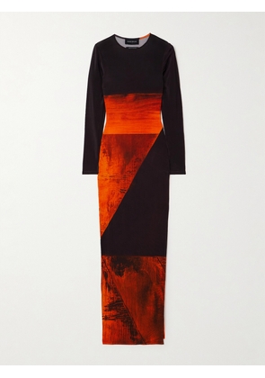 LOUISA BALLOU - High Tide Printed Stretch-jersey Maxi Dress - Orange - x small,small,medium,large,x large