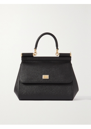 Dolce & Gabbana - Sicily Small Textured-leather Shoulder Bag - Black - One size
