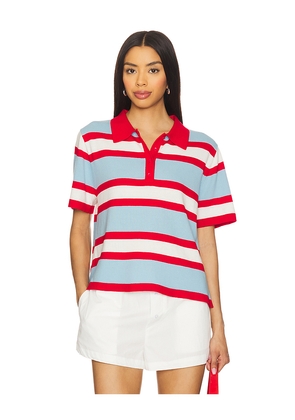 Alice + Olivia Tillie Striped Polo in Blue,Red. Size M. Also in S.