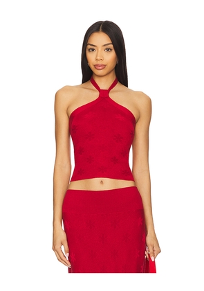 ASTA RESORT Lorena Halter Top in Red. Size L. Also in S, M.