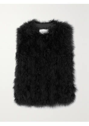 Yves Salomon - Feather-embellished Silk-satin Vest - Black - FR 32,FR 34,FR 36,FR 38,FR 40,FR 42,FR 44,FR 46,FR 48