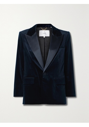 A.L.C. - Davin Ii Satin-trimmed Cotton-blend Velvet Blazer - Blue - US0,US2,US4,US6,US8,US10,US12