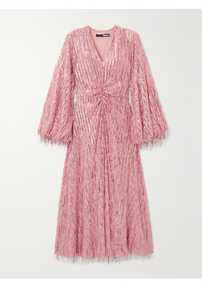 ROTATE BIRGER CHRISTENSEN - Sirin Sequined Stretch Recycled-chiffon Midi Dress - Pink - DK32,DK34,DK36,DK38,DK40,DK42