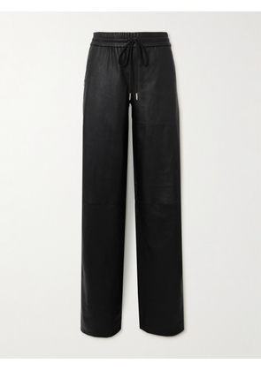 SPRWMN - Striped Leather Straight-leg Sweatpants - Black - x small,small,medium,large