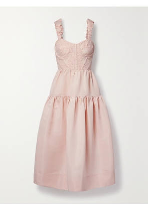 Sea - Evita Embroidered Taffeta Midi Dress - Pink - US0,US2,US4,US6,US8,US10,US12,US14