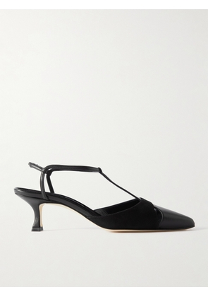 Manolo Blahnik - Turgimod 50 Cutout Leather And Suede Pumps - Black - IT34,IT35,IT35.5,IT36,IT36.5,IT37,IT37.5,IT38,IT38.5,IT39,IT39.5,IT40,IT40.5,IT41,IT41.5,IT42,IT43