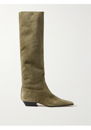 KHAITE - Marfa Suede Knee Boots - Green - IT36,IT36.5,IT37,IT37.5,IT38,IT38.5,IT39,IT39.5,IT40,IT40.5,IT41