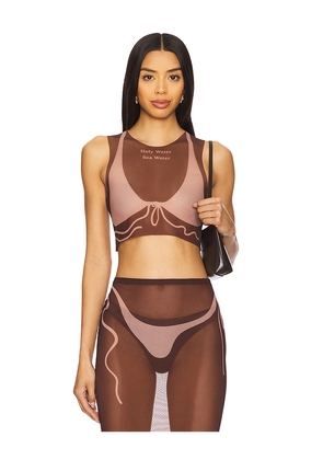 Di Petsa Tan Lines Mesh Crop Top in Brown. Size S. Also in XS.