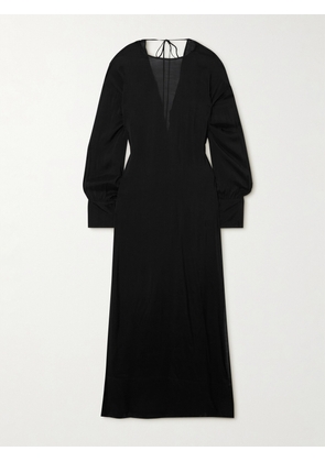 BONDI BORN - + Net Sustain Cremona Knotted Open Back Voile Midi Dress - Black - x small,small,medium,large,x large