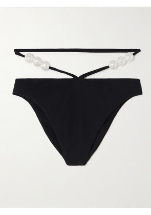 Magda Butrym - Faux Pearl-embellished Bikini Briefs - Black - FR 34,FR 36,FR 38,FR 40,FR 42