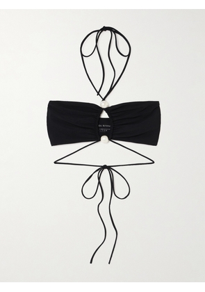Magda Butrym - Cutout Faux Pearl-embellished Halterneck Bikini Top - Black - FR 34,FR 36,FR 38,FR 40,FR 42