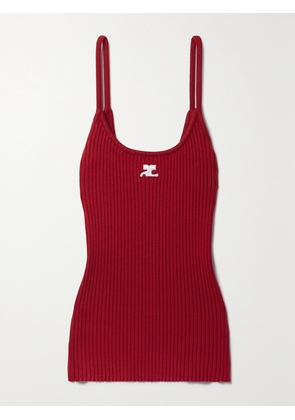 COURREGES - Reedition Appliquéd Ribbed-knit Tank - Red - x small,small,medium,large,x large